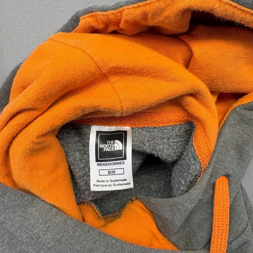 The North Face Mens Gray Orange Vertical‎ Logo Pullover Hoodie Size Medium